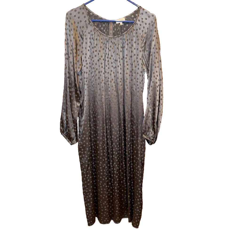 Aritzia Wilfred small Long Sleeve dot Print Midi Dress gray Neutral Boho Flowy